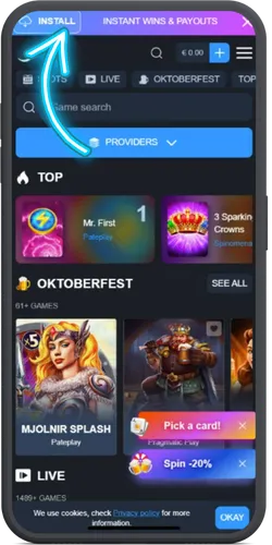 Schermafbeelding van de Monixbet downloadpagina in een mobiele browser.